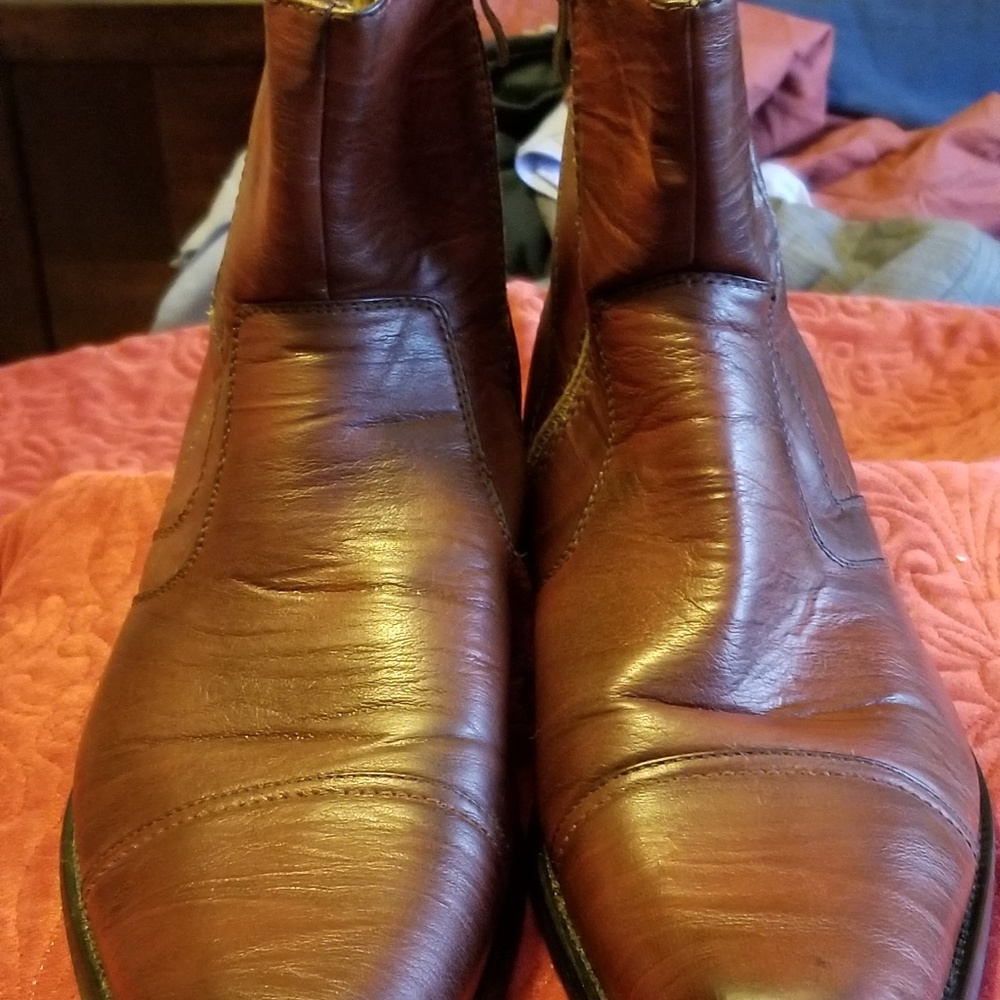Burgundy Round Toe Ankle High Riding Boots